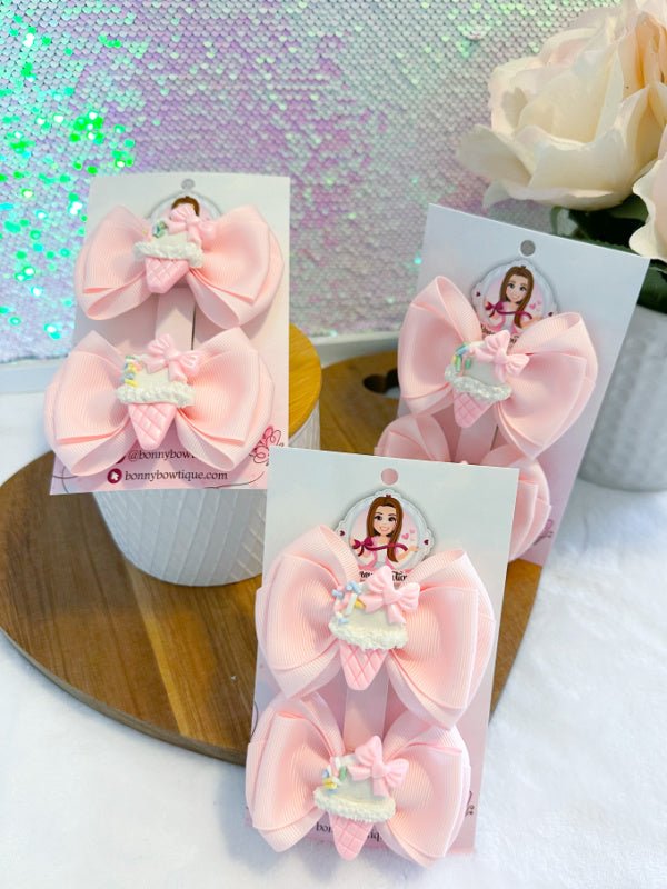 Pink ice cream hair bow