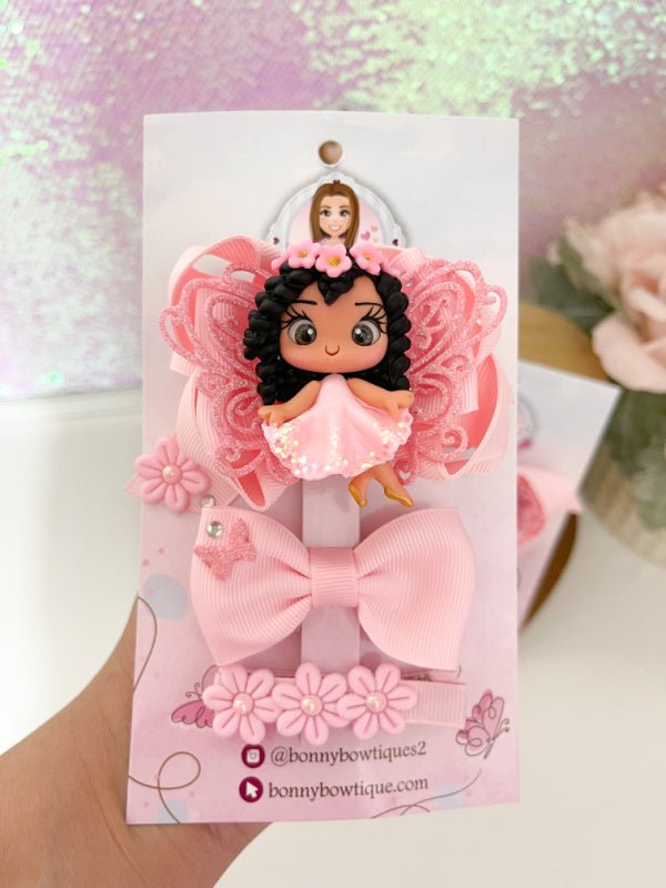 3 Piece Pink Fairy Hair Bow